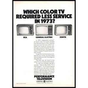 1974 GE General Electric Performance Television CRT TV Vintage Print Ad Wall Art